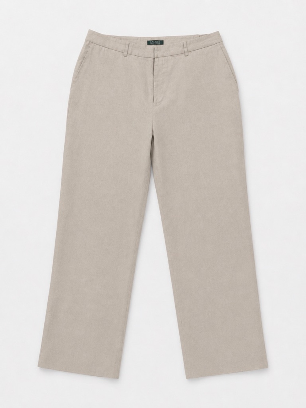 Ralph Lauren Neutral Wide-Leg Linen Trousers - Picture 2 of 5